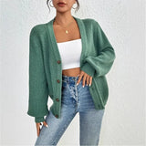 2025 New Solid Color Collar Long-Sleeved Jersey Elegant Loose Sweater