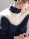 Toloer And White Imitation Sting Velvet Sweater Women 2025 Winter New High-End Feeling Super-Good-Looking Half-High Collar Top Knitted