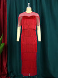Mesh Splicing Tuxedo Round Collar Dress High Waist Repair Dinner Sexy Ass Skirt