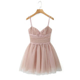 Black Mesh Frill Tulle Strap Mini Dress-Outfit