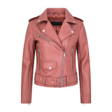 2022 Spring Autumn Pu Faux Leather Jacket Women Solid Zipper Slim Short Biker Jackets Coat Female