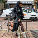 2022 Fashion Autumn Pu Leather Ladies Jacket Coat Coat Lapel Long Sleeve Irregular Belt Hem Ruffled Ladies Jacket