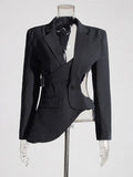 Niche Style Suit Women's Clothing 2025 Autumn And Winter New Asymmetrical Hollow Bare Waist Repair Small Suit Jacket