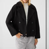 New Women's Big Collar Hair, Short Thick Long-Sleeved Coat