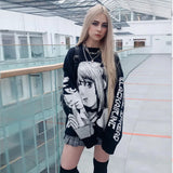 2021 Hip Hop Streetwear Vintage Style Harajuku Knitting Sweater Anime Girl Knitted Death Note Sweater