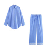 Homemade New Women's Striped Loose Shirt 5030011 Striped Pants