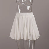 Wooden Ear Short Skirt 2024 Summer New Y2K Street Trend Splicing Mini Pleated Skirt-Outfit