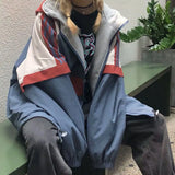 Oversized Reverse Hooded Jacket-Outfit