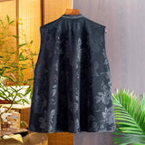Black Loose Outer Shoulder Women's 2023 Autumn Fashion Embroidered Jacquard Vest-Outfit