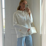 Toloer Spring 2023 Long-Sleeved Double Pocket Shirt Fashion Design Sense Niche White Shirt Top-Outfit