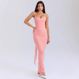 Tset Blue Bra Short Top + High-Waisted Hip Pencil Skirt Two-Piece Suit