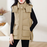 Down Cotton Vest Female 2024 Autumn And Winter New Korean Version Loose Vest Wearing Vest Collar Horse Clip Thick Jacket-Outfit