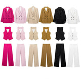 Autumn And Winter Straight Trousers Double Buckle Suit Vest Three Sets Of New Women's Fashion Commuting