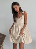 Cotton Dress Woman 2025 New Spring And Summer Holiday Wind Loose Sling Skirt A-Word
