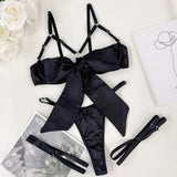 Large Satin Knot Bow Lingerie Set-Outfit