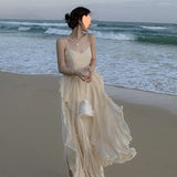 New Web Celebrity Chiffon Summer Dress Women's Seaside Vacation Dress Super Fairy Sling Bali Beach Dress-Outfit