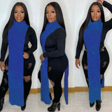 Turtleneck Side Slit Long Sweater Top 1028-1-Outfit