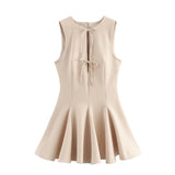 Homemade New Women's Classic Wide-Swibted Bow Dress