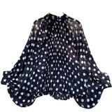 Top Spring Fashion Bow Tie With Lantern Sleeves Long Sleeves Loose Shirt