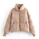 2021 Solid Color Fashion Winter Parka Women Long Sleeve Zipper Thick Warm Parkas Coat Casual Down Jacket With