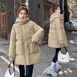 Down Cotton Clothing Women's Long Style 2024 Winter New Loose Large Size Small Thick Cotton-Padded Jacket Cotton Coat-Outfit