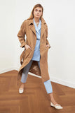 Trendyol Arched Apron Detailed Water Pusher Long Trench Coat