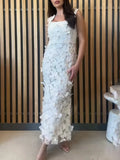 Temperament Famous Wind Dress Woman 2025 Summer New Fashion Embroidery Butterfly Splicing Design Sense Slinggeed Long