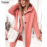 Winter Women Cardigan Jacket 2023 Fashion Korean Casual Lady Solid Color Loose Long Sleeve Hooded Oversized Sweater