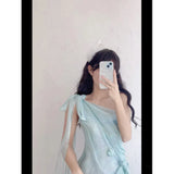 Girl Super Fire French Casual Dress Dress Female Summer Beautiful Unique Pure Waist Skirt High-End