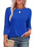 2025 New Fashion Casual Roll Collar Seven-Sleeve Top Bottom