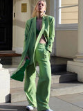 2022 New Women Blazer Fashion Bow Belt Casual Coat Loose Wide Leg Pants Female High Waist Pants Women Office Lady