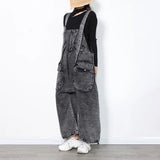 Toloer Waist Strap Jeans Fall 2024 New Loose Version Large Pocket Design Personality Wide Leg Pants Woman-Outfit