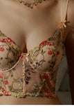 Floral Embroidery Beige Bralette-Outfit