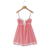 Gingham Strap Bustier Baby Doll Mini Dress-Outfit