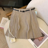 Pleated High Waist Belted Mini Skirt-Outfit