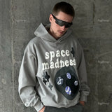Foaming Pattern Hoodie Men Y2k New Street Popular Hip Hop Top Harajuku Retro Casual Loose Sweatshirts Unisex Oversized
