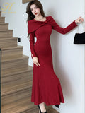 Han Queen New In Dresses Autumn Winter Elegant And Pretty Women's Dresses Work Casual Evening Party Vestidos Female Clothing-Outfit