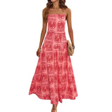 Women's Summer Hanging Neck Print Beach Hawaiian Vacation Dress With