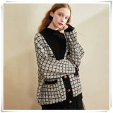 Black Plaid Sweater 2022 Women Loose Casual Pockets Cardigan Winter Spring Outwear Female Tops Femme Chandails