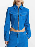 Toloer 2024 New High Waist Short Slim Denim Jacket Temperament Commuter Waist Show Thin Jacket Jacket Women's Clothing-Outfit