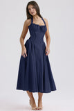 New Summer Sling Dress Fashion Print Hanging Neck Lace