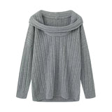 Vintage Lazy Wind Word Collared Knitted Shirt 2025 Autumn New French Babes Loose Collar