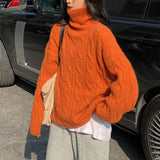 Collar Soft Waxy Head Sweater Female Qiu Dong New Loose Add Thick Knit Sweater Lazy Wind Bottom Shirt Female-Outfit
