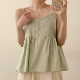 Aesthetic Solid Color Lace Trim Cami Top-Outfit