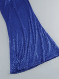 Halter Deep V Neck Sequin Maxi Dress-Outfit