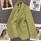 Toloer 2024 The New Green Suit Jacket Female Net Red Fashion Versatile Spring And Autumn Temperament Small Suit-Outfit