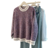 Toloer And Winter Dress New Women's Sweater Women's Korean Round Collar Bumpy Long-Sleeved Knitted Jersey Women Loose Thin