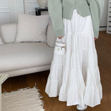 Solid Color High Waist Maxi Skirt-Outfit