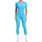 Toloer And Winter Stereo Back Tight Short-Sleeve Trousers One-Piece Sports Yoga Suit 88201-Outfit