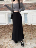 Spring Lanky Half Dress Girl French Retro Folded A Word Fishtail High Waist Design Sense Thin